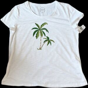 Krazy Kat NWT Jeweled Palm Tree Short Sleeve Cotton and Modal Tee Size L